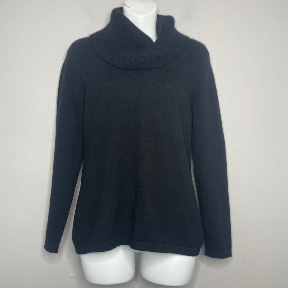 LORD & TAYLOR Black Cashmere Cowl Sweater